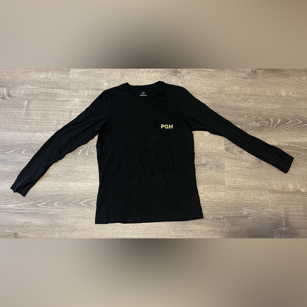Ivory Ella Pittsburgh Pgh Black Long Sleeve Size S Organic Cotton Pocket Yinz